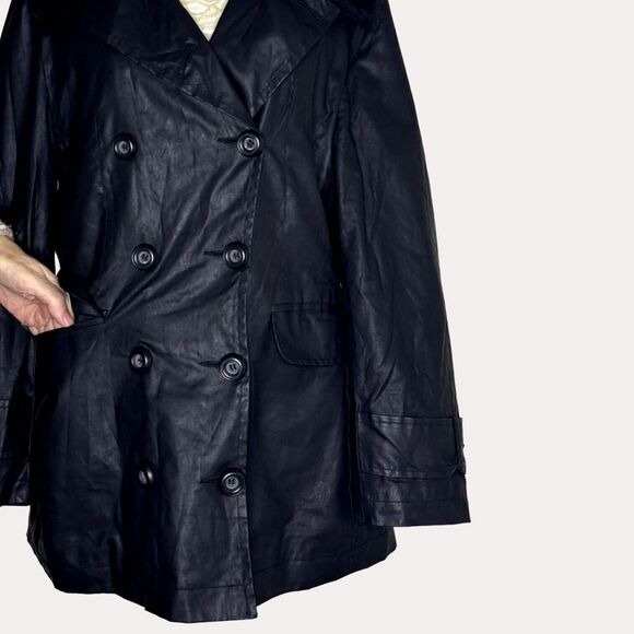 Antonio Derrico Italy Double Breasted Jacket Coat Faux Fur Black S? M? bv - Picture 4 of 7